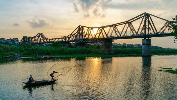 Long Bien Bridge at dawn