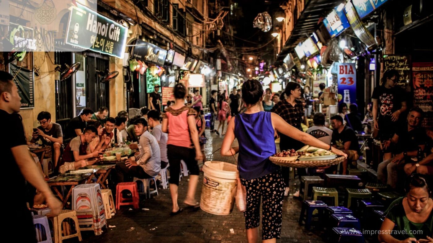 Evening activities and night markets Ma May street Hanoi