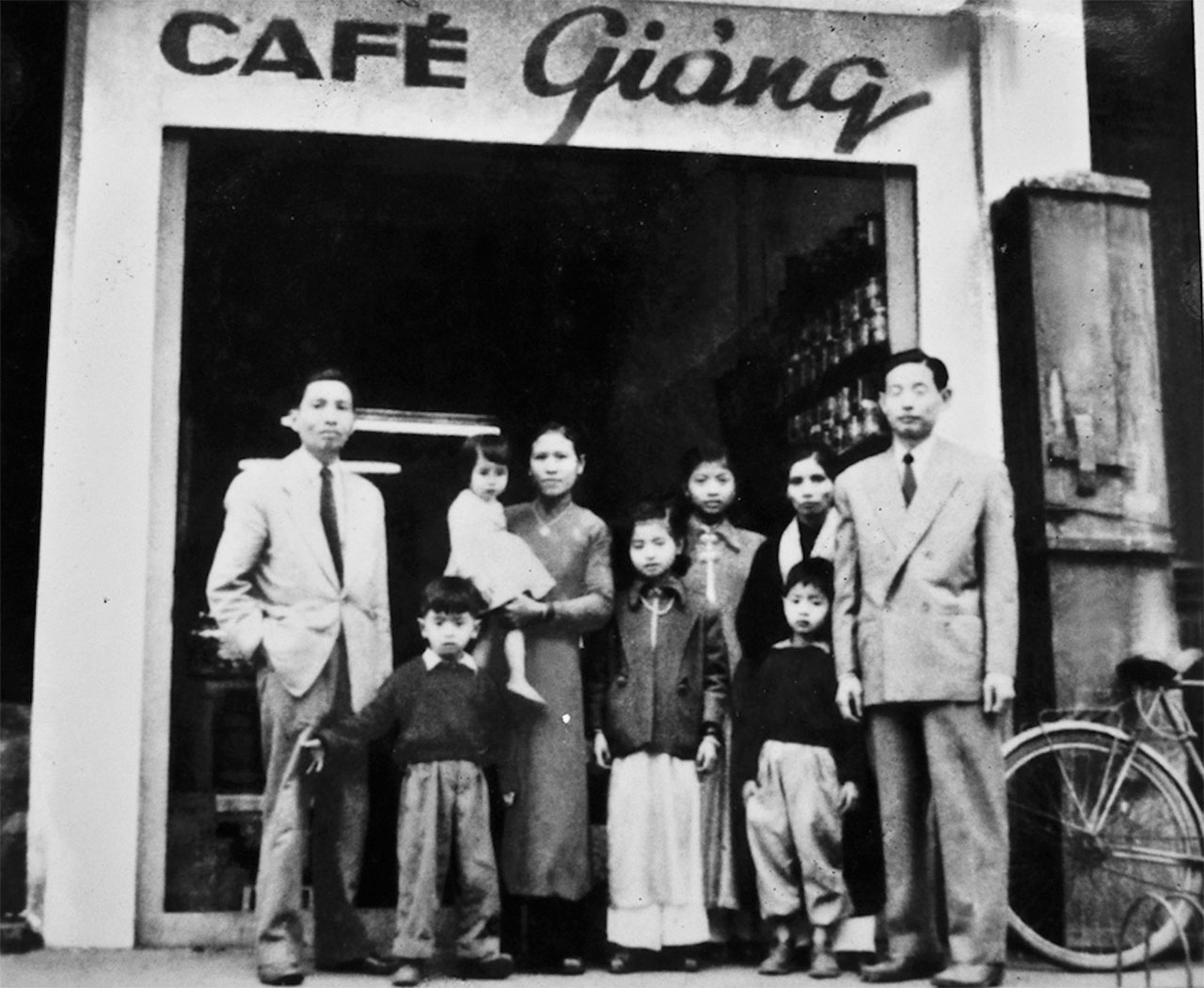 Nguyen Van Giang, the creator of egg coffee with his family