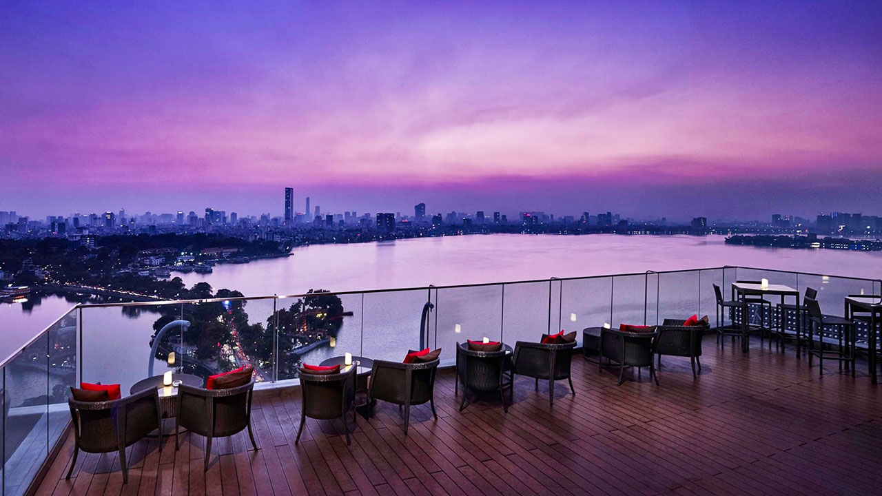 Coffee overlooking West Lake