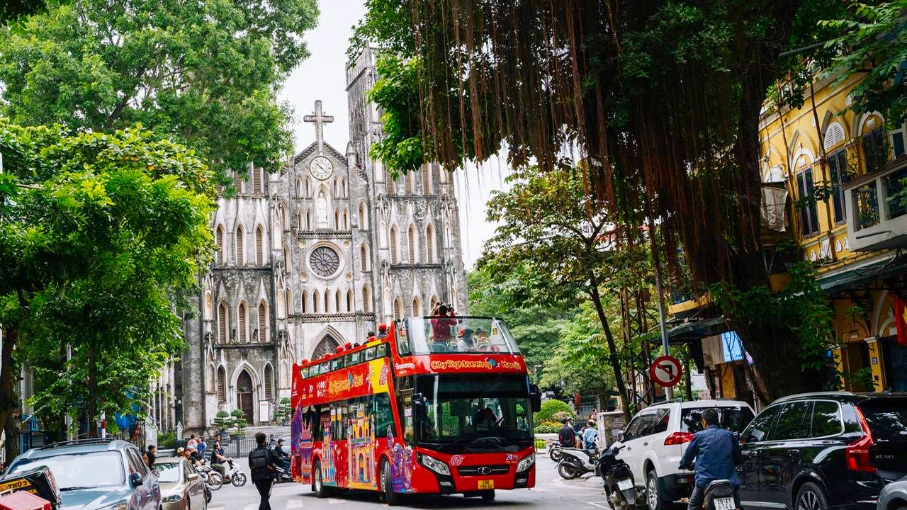 Hop-On Hop-Off Hanoi runs through St. Joseph's Cathedral