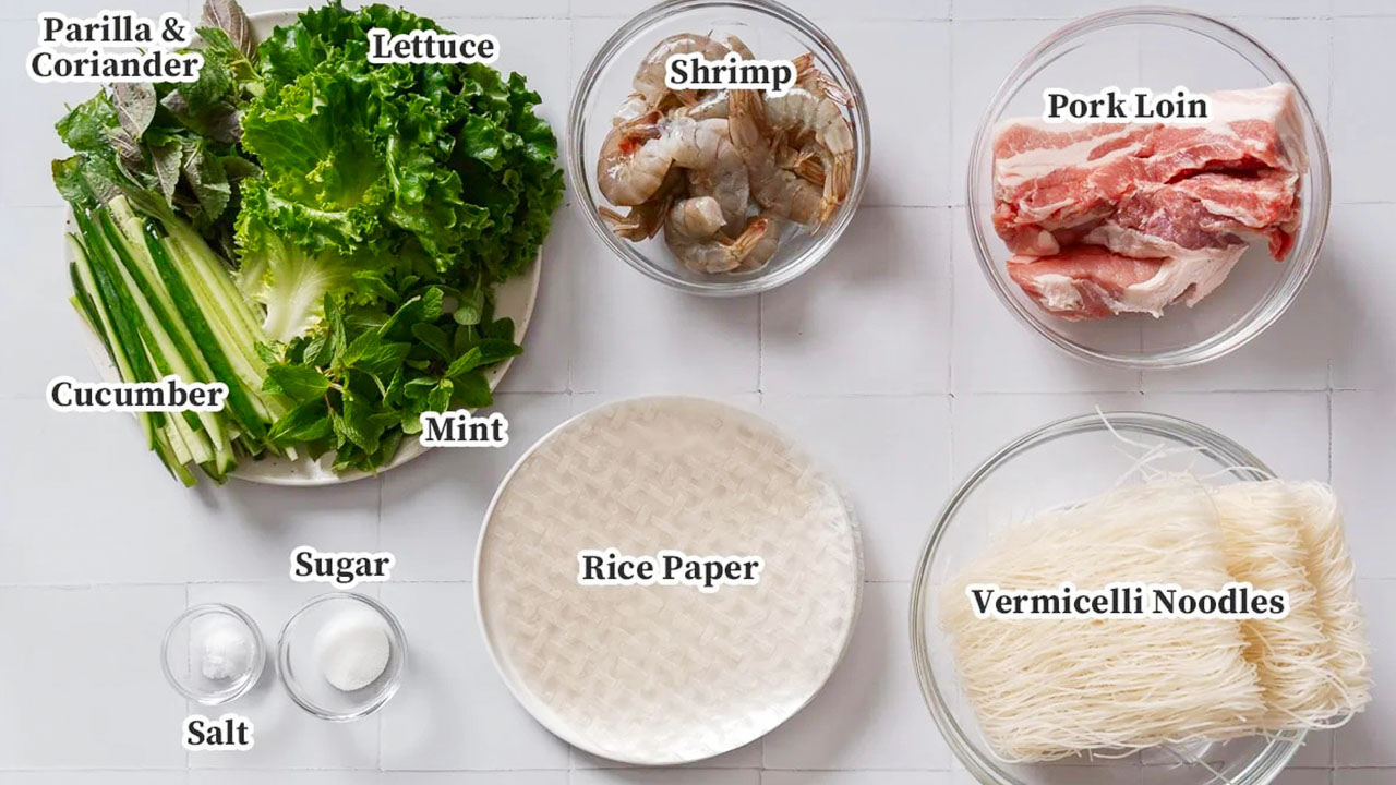 Variations of Goi Cuon Ingredients Traditional Vietnamese Dishes