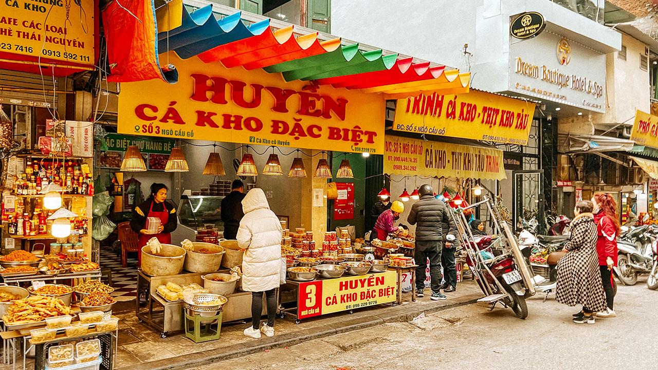Street specializing in selling processed foods near Hang Be market