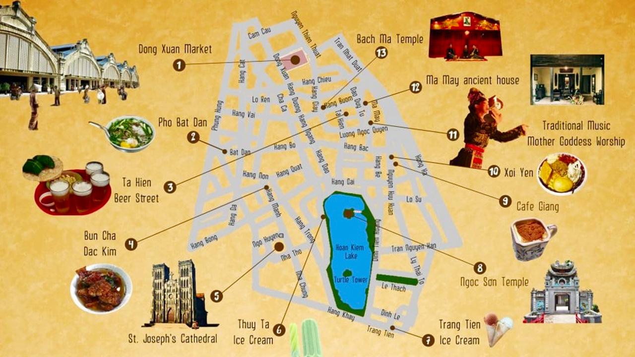 Shopping map in Hanoi Old Quarter
