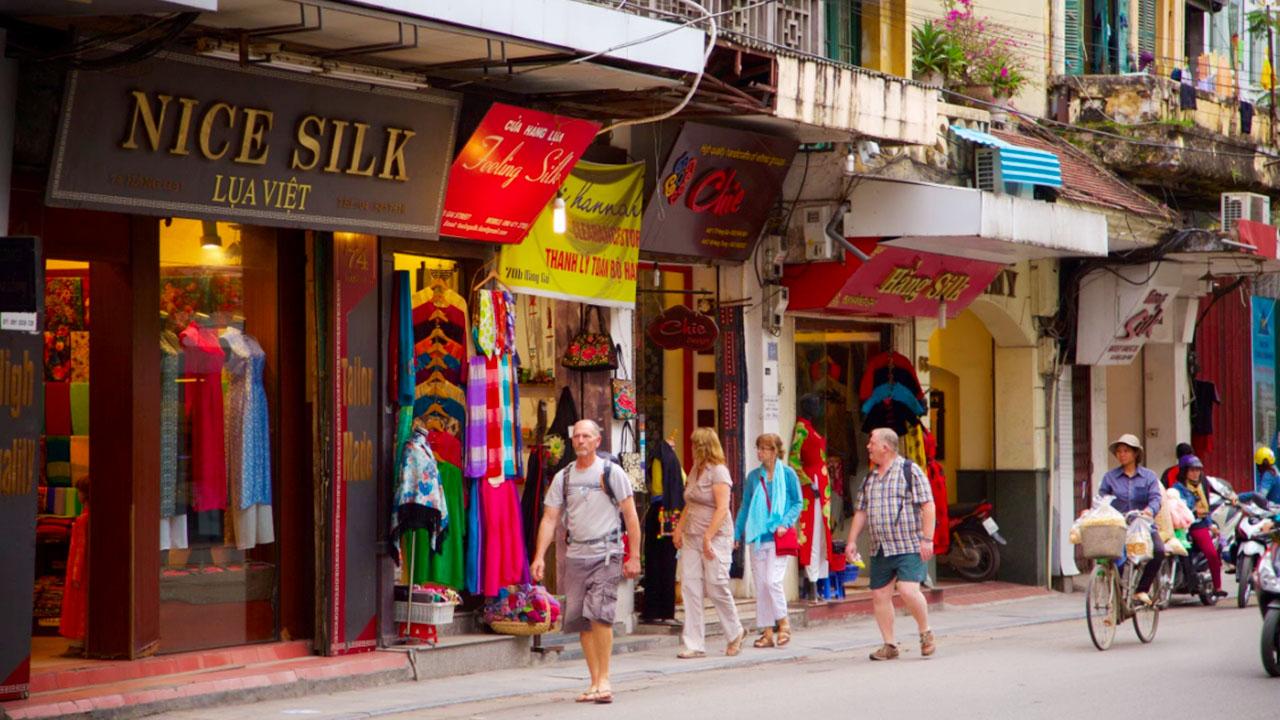 Silk and Ao Dai shops on Hang Gai Street