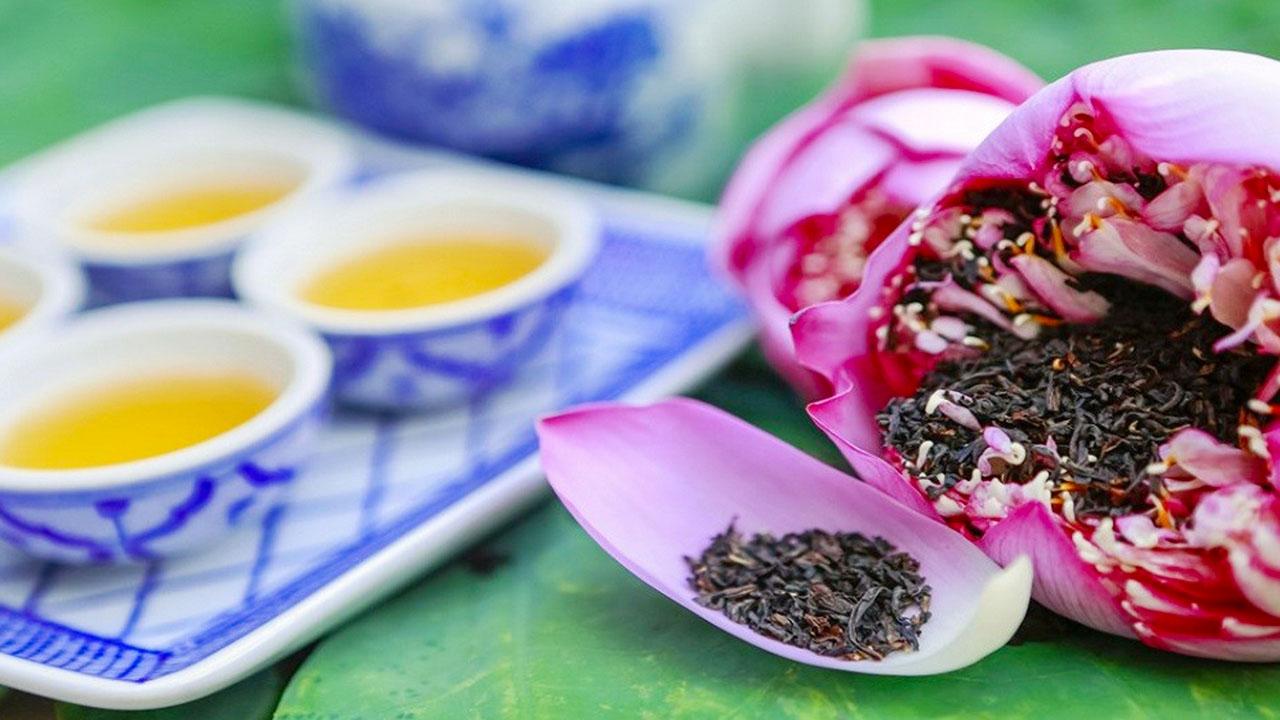 Ấm trà sen Hồ Tây thơm ngát